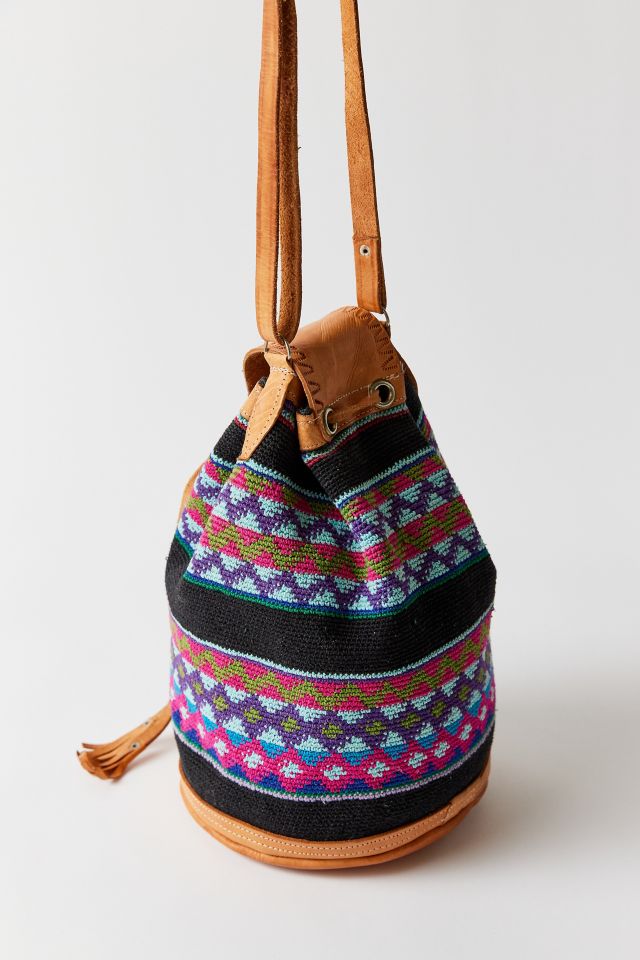 Vintage Leather Trim Backpack #1