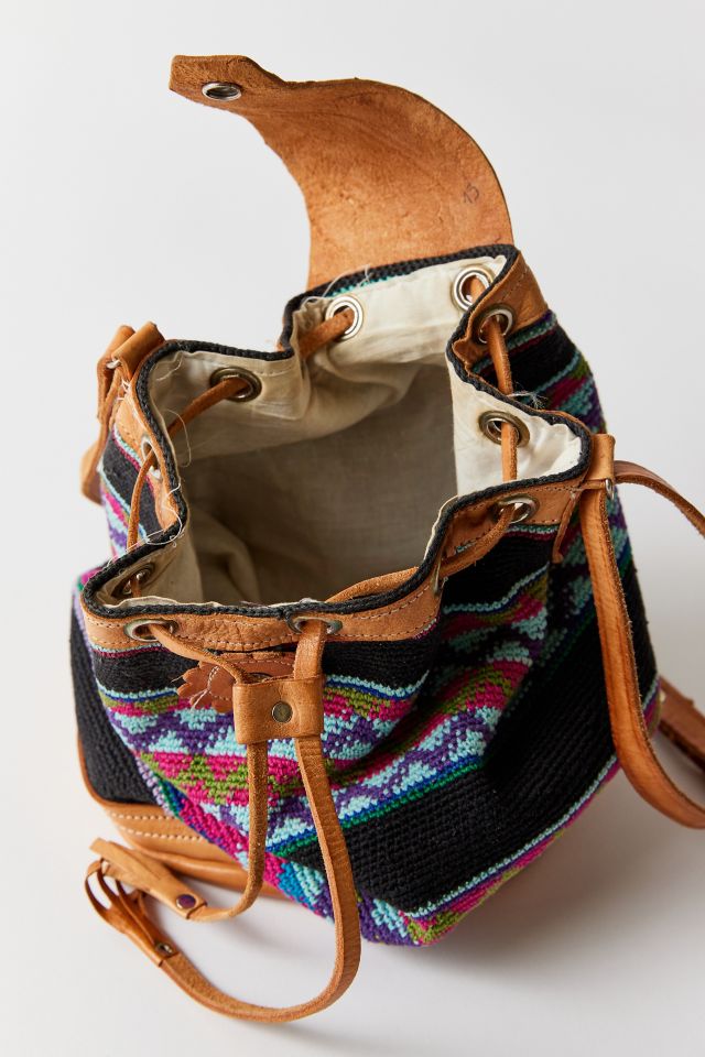 Vintage Leather Trim Backpack #2