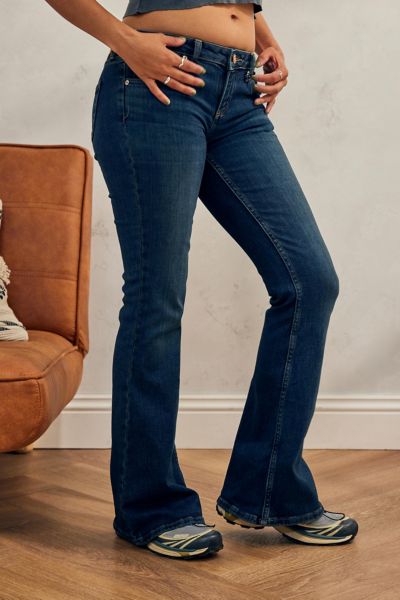 Low-Rise Dark Wash Flare Jeans