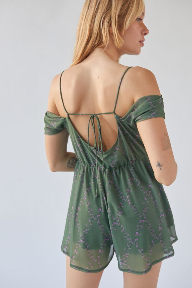 UO Elle Floral Cowl Neck Romper #1