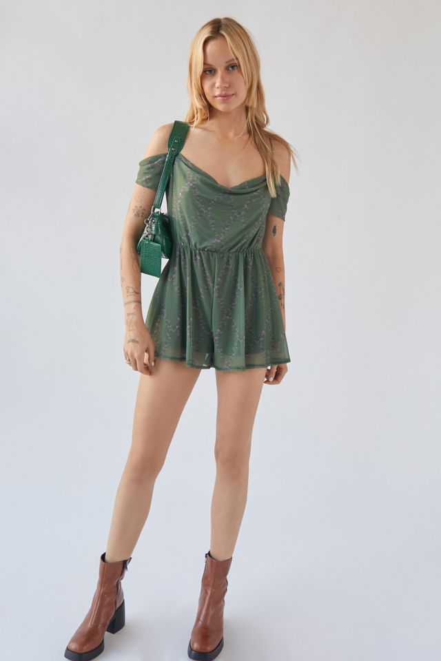 UO Elle Floral Cowl Neck Romper #2