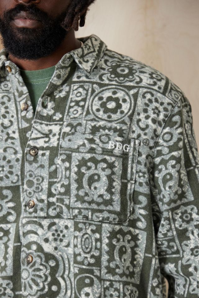 BDG Ecru Block Print Shirt