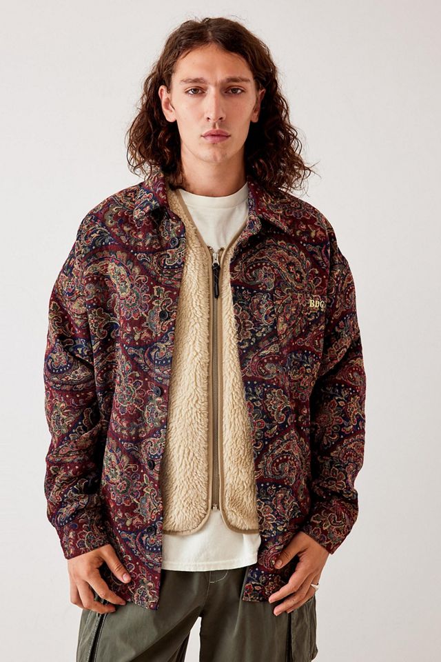 BDG Red Jacquard Paisley Shirt Jacket Urban Outfitters