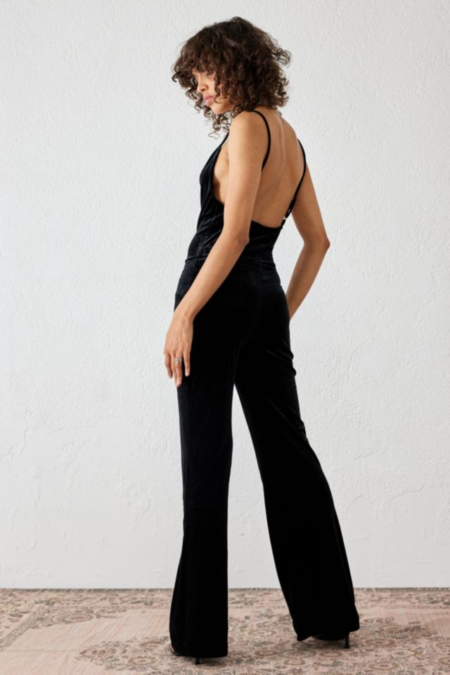 UO Yasemine Cowl Neck Velour Jumpsuit | Urban Outfitters