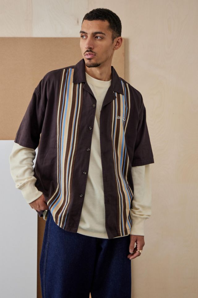 iets frans... Brown Stripe Bowling Shirt Urban Outfitters