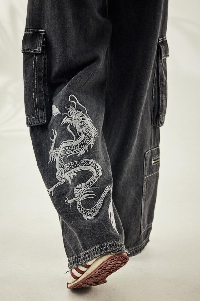 BDG Embroidered Dragon Low Rise Cargo Jean #1