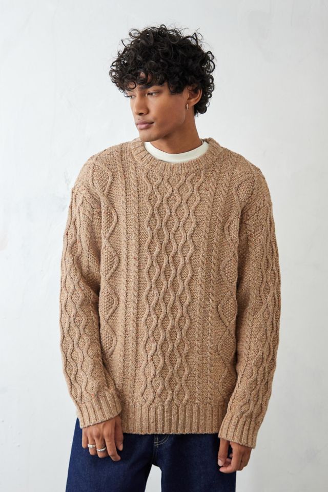 BDG Ecru Heavy Cable Knit Sweater Urban Outfitters