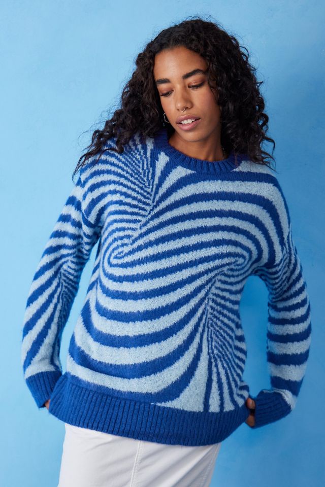 UO Swirl Knit Boyfriend Sweater Urban Outfitters