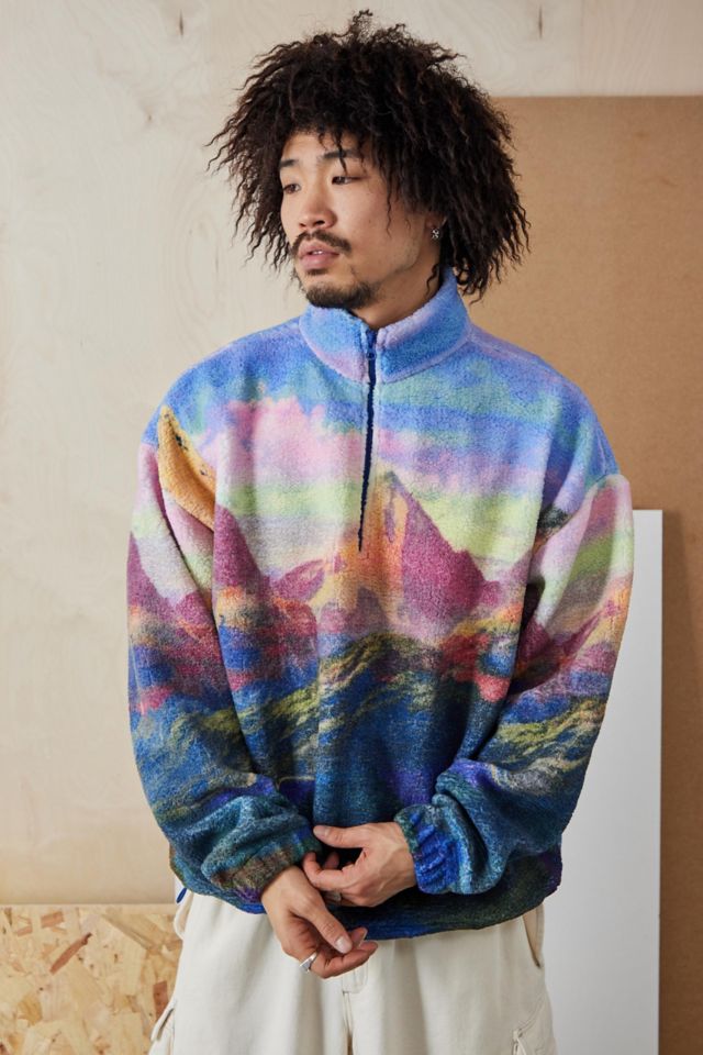 UO Mountain Landscape Fleece Mock Neck Jacket