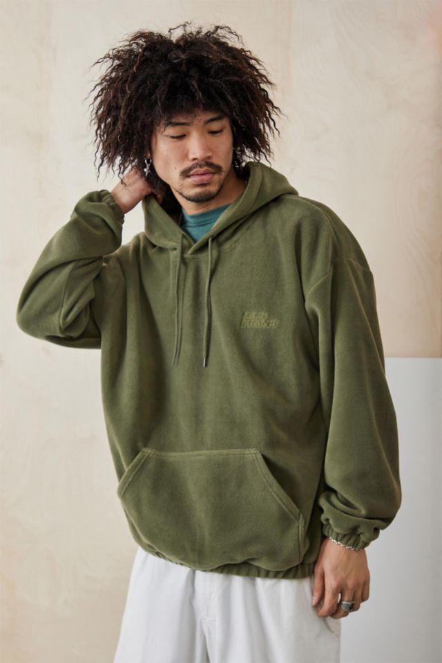 iets frans... Khaki Laser Print Hooded Fleece Jacket | Urban Outfitters