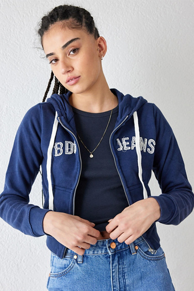 Bdg Distressed Applique Hoodie Sweatshirt In Navy | ModeSens