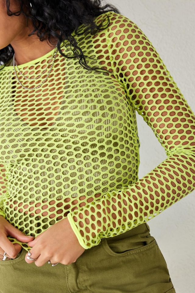 UO Wide Fishnet Long Sleeve Top