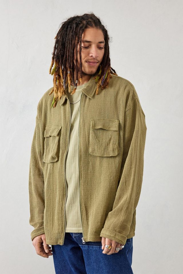 BDG Mesh Zip-Through Shirt Jacket | Urban Outfitters