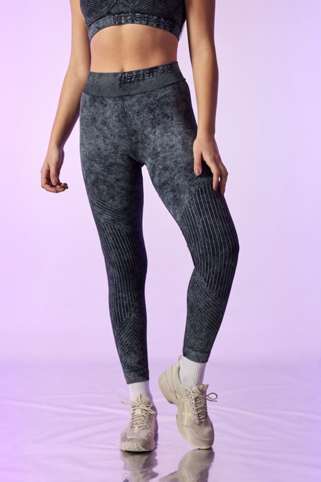 YOURS Plus Size Black Acid Wash Ribbed Leggings