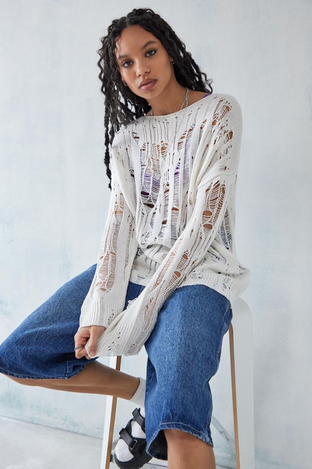 Free people distressed outlet sweater