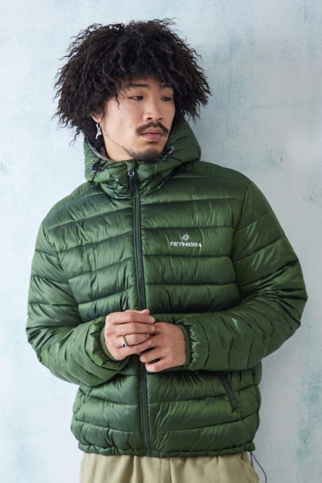 Men's Green Inflatable Leather Puffer Jacket - Urban Fashion Studio