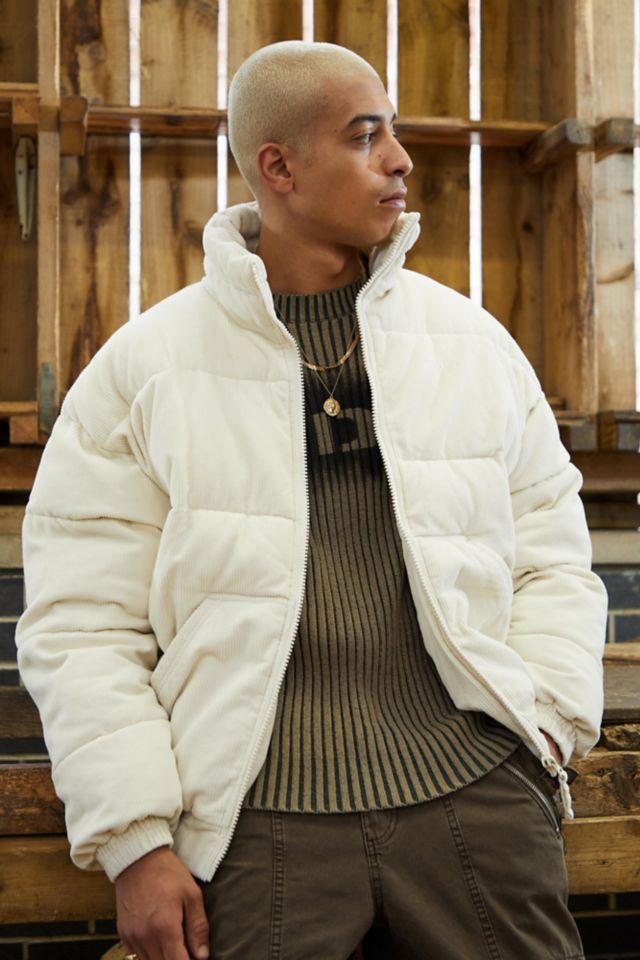 Corduroy puffer jacket with hood new arrivals