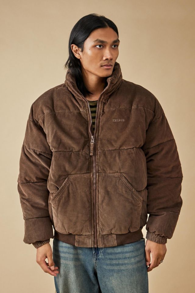 BDG Brown Corduroy Embroidered Puffer Jacket