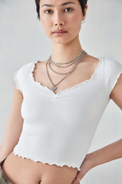 URBAN OUTFITTERS UO ELSIE LETTUCE-EDGE CROP TOP 