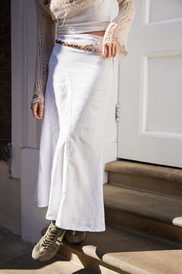 White linen 2025 bias cut skirt