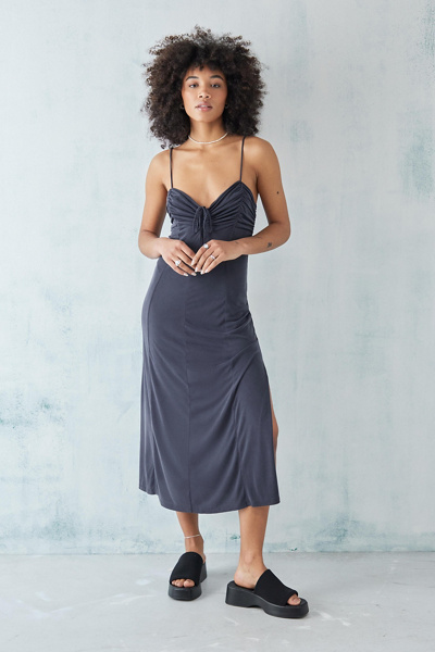 Urban Outfitters Uo Dasha Cupro Midi Dress In Black | ModeSens