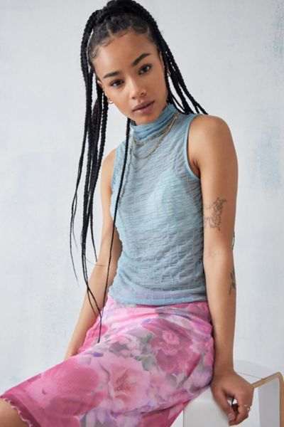Urban Outfitters Uo Erika Textured Mock Tank Top In Blue
