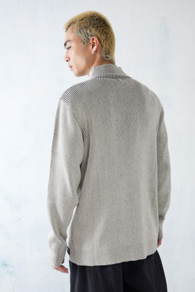 BDG Plated Grey Quarter-Zip Sweater