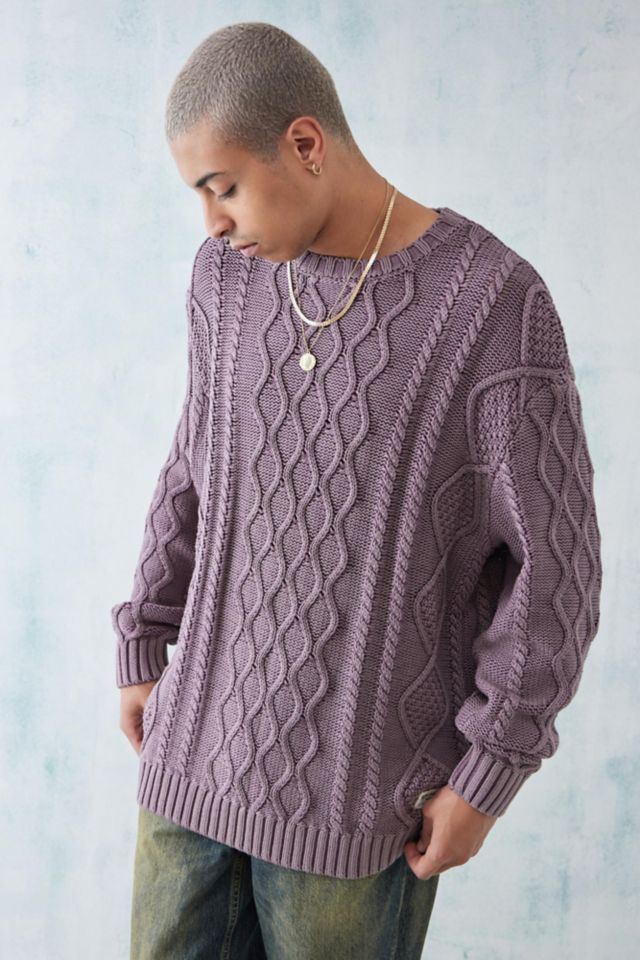 BDG Acid Wash Lilac Cable Knit Sweater | Urban Outfitters