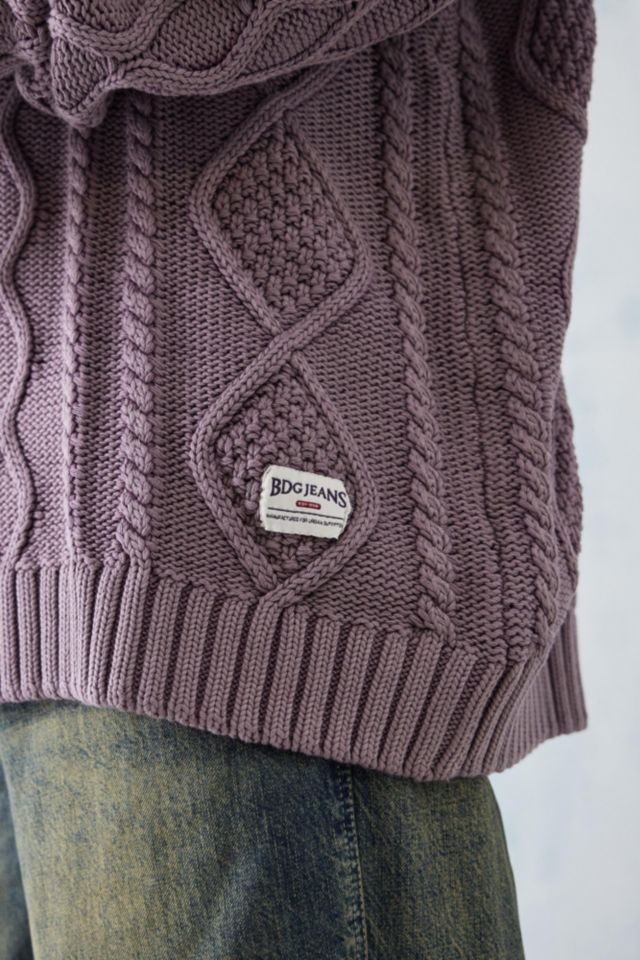 BDG Acid Wash Lilac Cable Knit Sweater