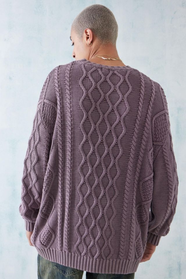 BDG Acid Wash Lilac Cable Knit Sweater