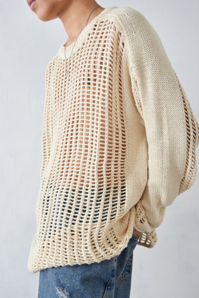 BDG Ivory Slouchy Open Knit Sweater