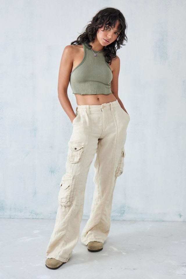 BDG Sand Linen Multi-Pocket Cargo Pant