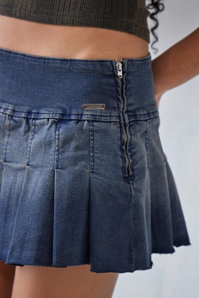 BDG Denim Mini Kilt Skirt