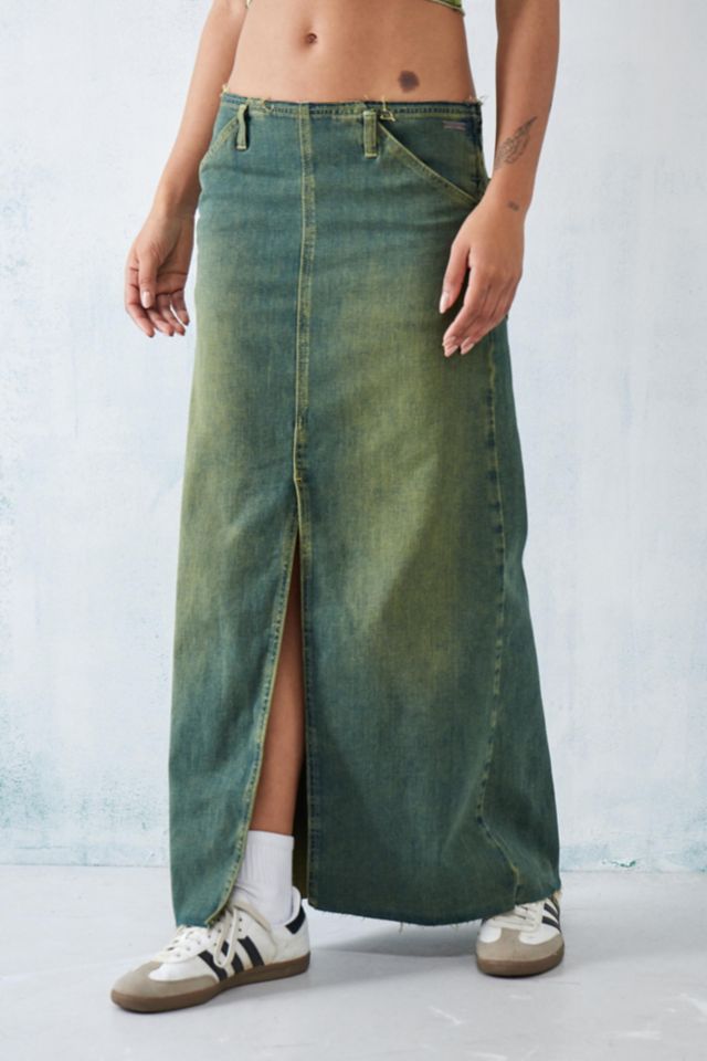 BDG Green Tint Carly Maxi Stretch Split Skirt | Urban Outfitters