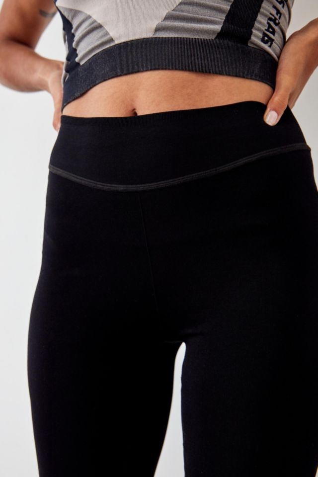 Urban Outfitters Iets frans SPORT Black Seamless Ruched Flare Trousers