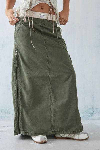 Bdg Zip-up Maxi Skirt In Khaki