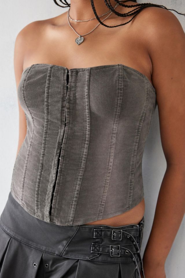 BDG Corduroy Luna Lace-Up Corset Top | Urban Outfitters