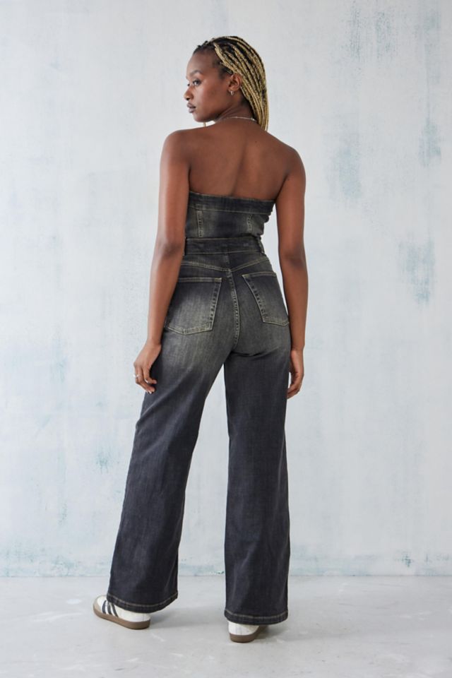 Strapless jean shop jumpsuit