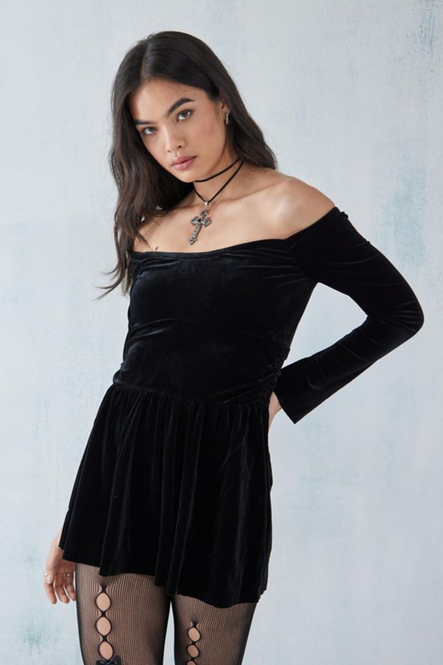 Urban outfitters cheap black velvet jumpsuit