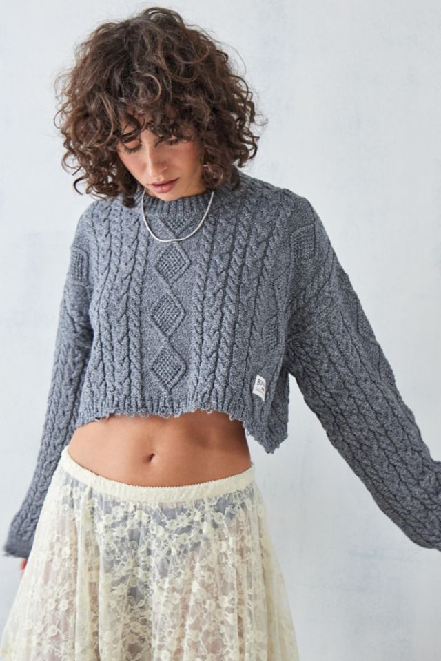 Cable knit cropped on sale sweater