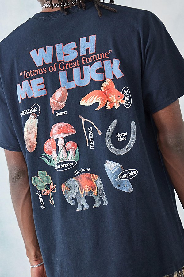 Urban Outfitters Uo Black Wish Me Luck Tee