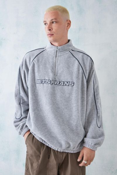Iets Frans .piped Panelled Fleece Pullover Jacket In Grey