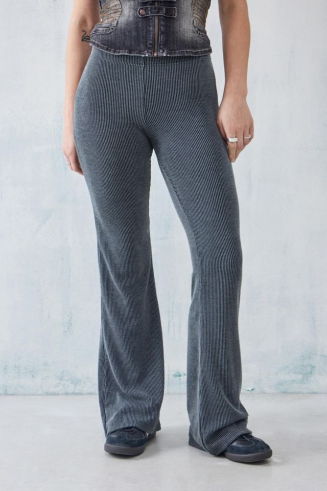 Urban Outfitters Uo Rosie Rib High-waisted Flare Pant in Gray