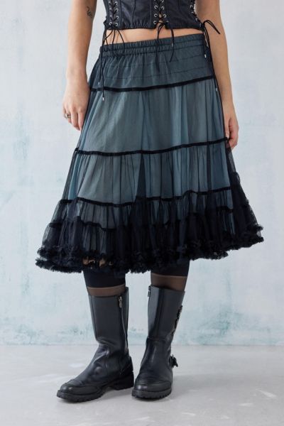 UO Layered Tulle Midi Skirt