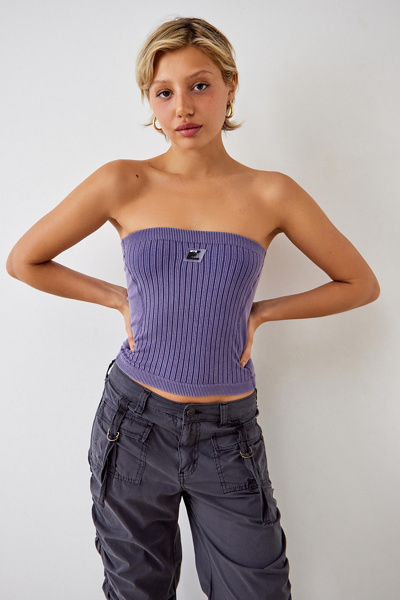 iets frans... Acid Wash Ribbed Knit Bandeau Top