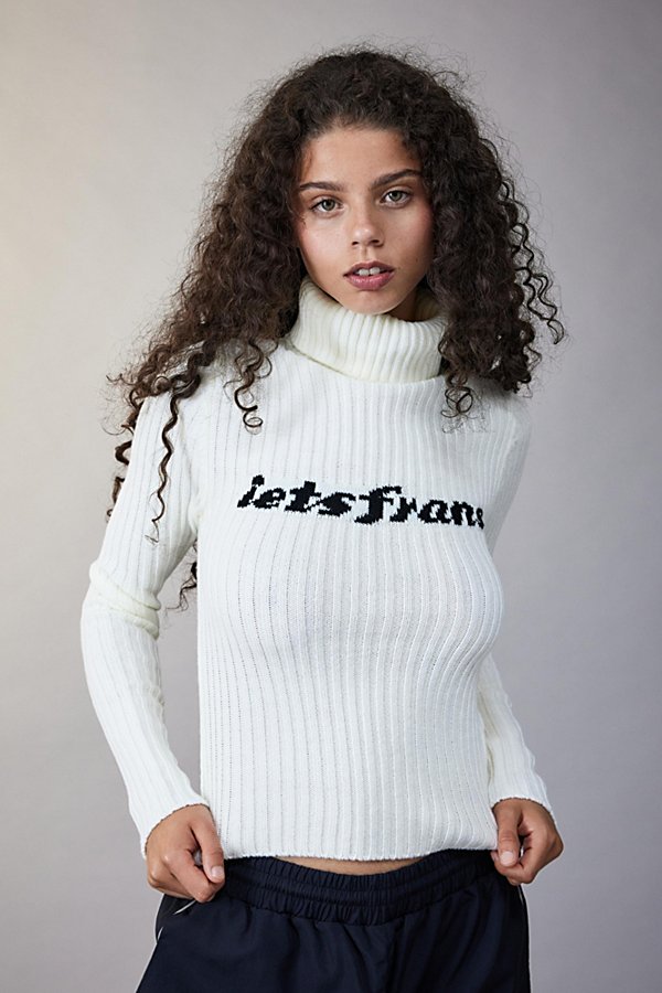 Iets Frans . Logo Roll Neck Sweater In White At Urban Outfitters