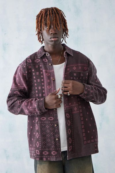 BDG Burgundy Bandana Brushed Twill Shirt