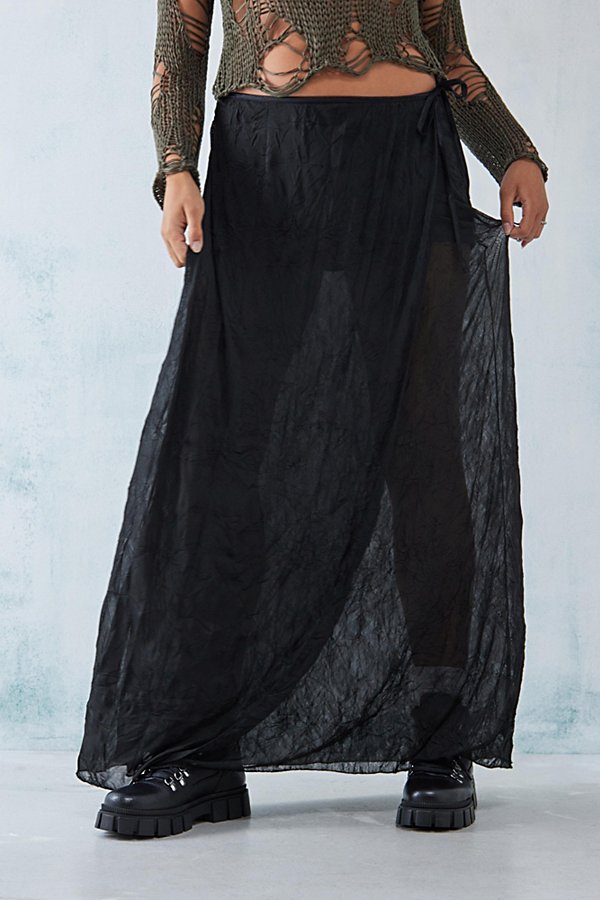 Urban Outfitters Uo Crushed Mesh Maxi Skirt In Black