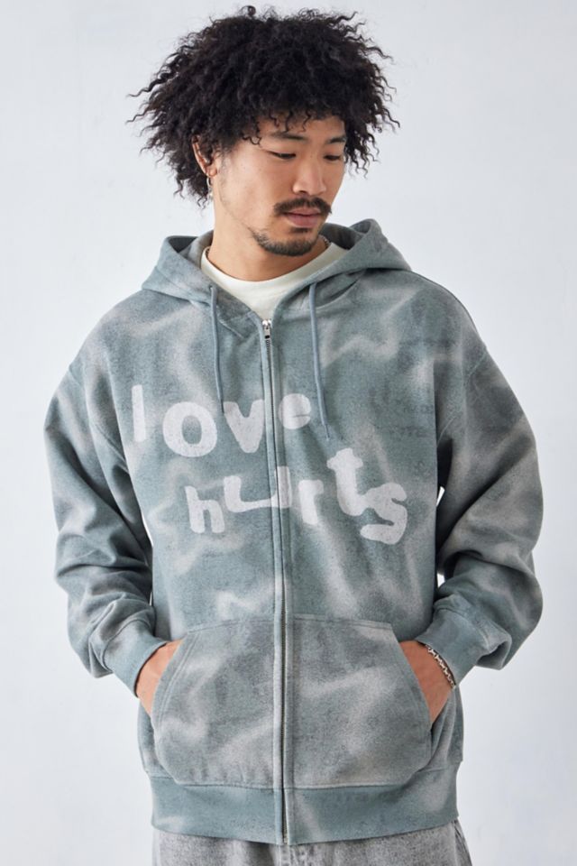 UO Grey Star Zip-Up Hoodie Sweatshirt