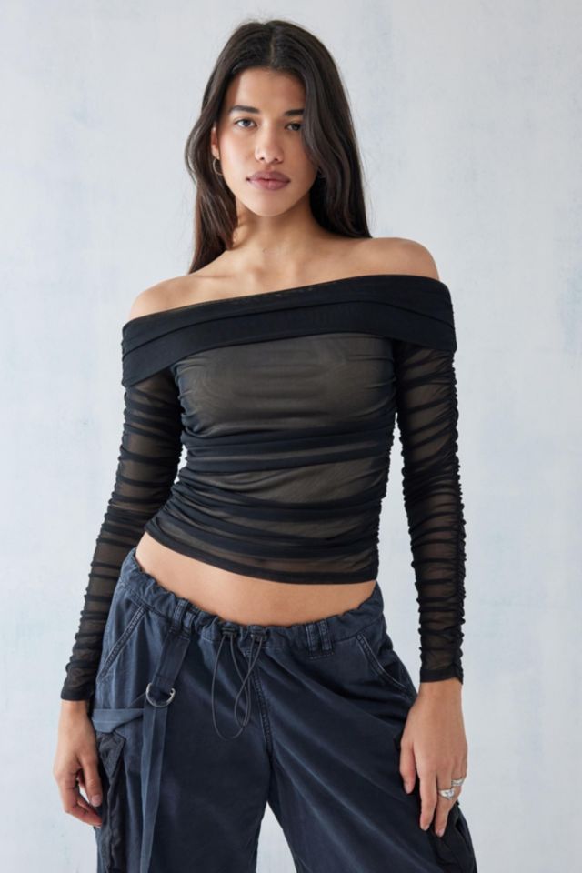 UO Freya Mesh Off-The-Shoulder Top